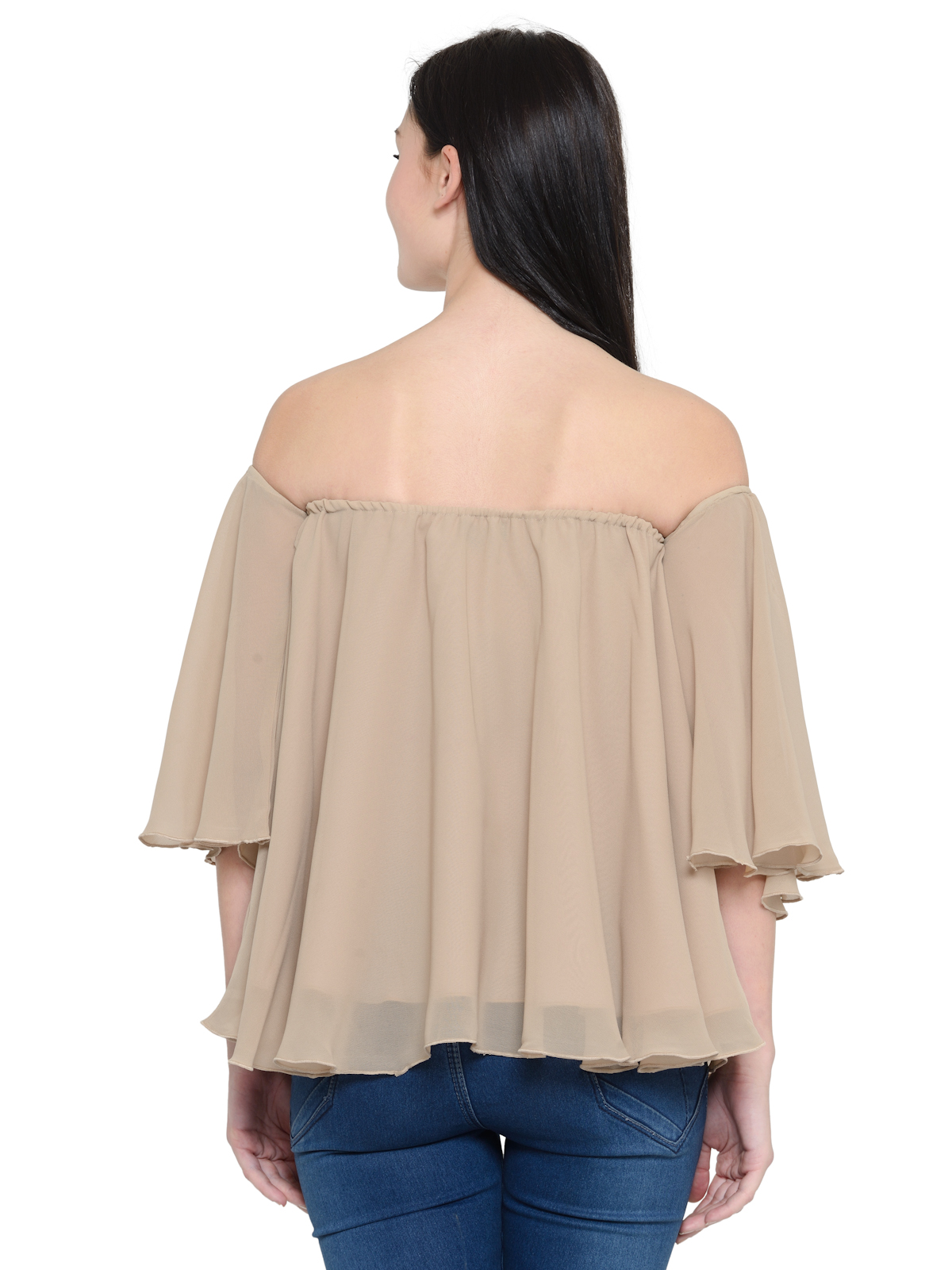 off shoulder frilled sleeves top